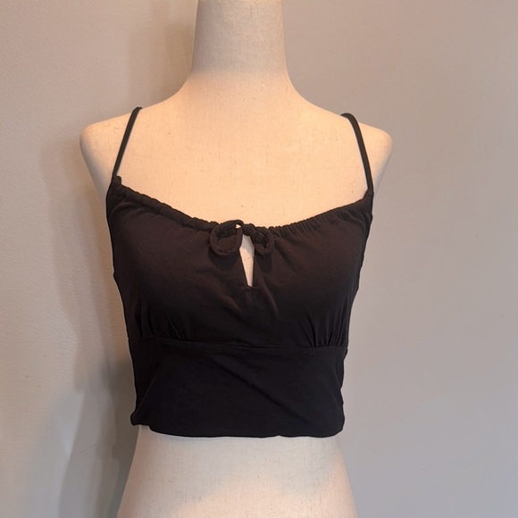 Cotton on Black Spaghetti Cami Strap Crop Top NWT S - Picture 1 of 12